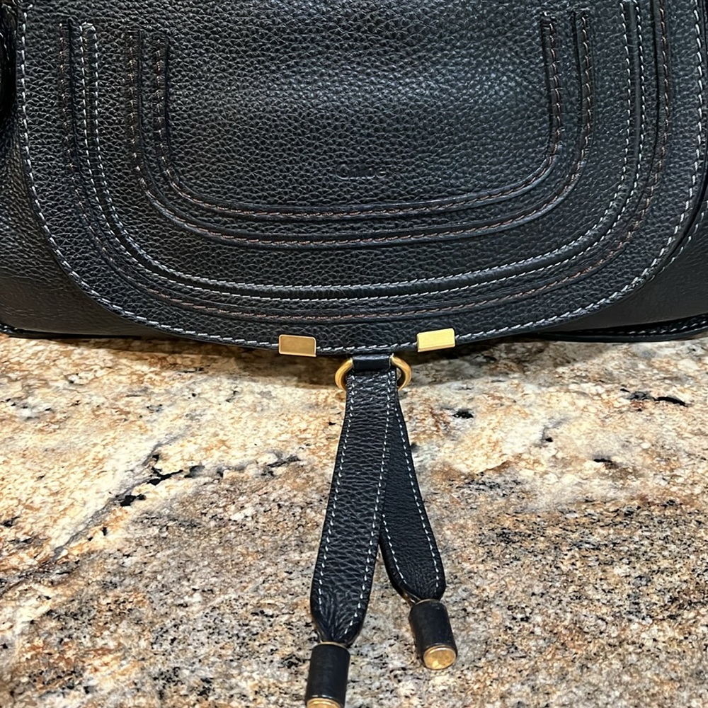 Chloe EUC Marcie Medium Double Carry Satchel Bag in Grained Leather with COA - Picture 3 of 16